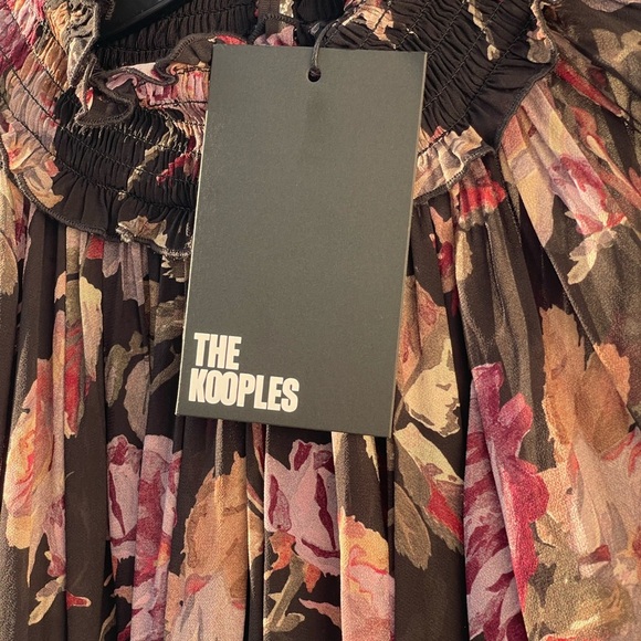 NWT $545 The Kooples Romantic Flowy Floral Black Mini Dress in English Roses - Picture 6 of 7